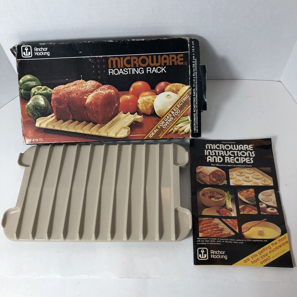 Anchor Hocking Microware Roasting‎ Rack PM 479-T1 11.25"x6 5/8" Beige Vintage B4